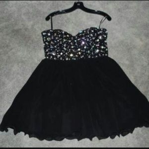 Black sequin strapless dress